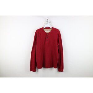 Vintage Eddie Bauer Mens Large Faded Blank Thermal Waffle Knit Henley T-Shirt